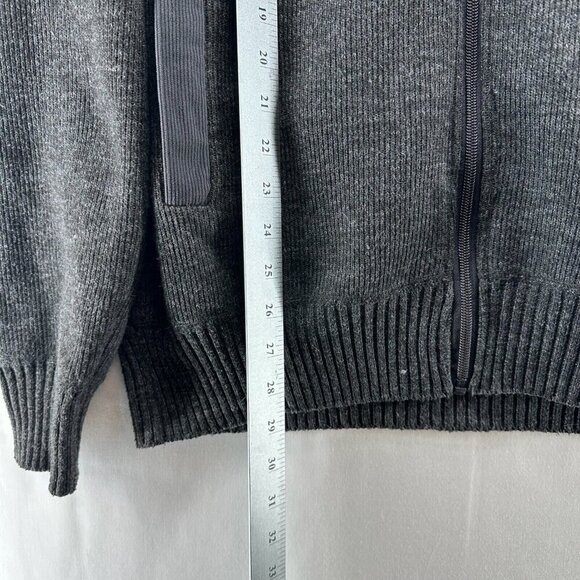 Izod Sweater Men Sz L Full Zip Fleece Plaid Lined Mock Neck Long Sleeve Charcoal - Picture 12 of 12